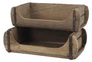 Hnedá drevená polička s háčikom z tehlovej formy Grimaud - 14*8*15 cm - Chic Antique