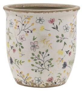 Béžový antik keramický obal kvetináč s kvetmi Cavaillon M - Ø 14,5*14,5 cm - Chic Antique