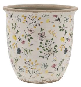 Béžový antik keramický obal kvetináč s kvetmi Cavaillon L - Ø 17*16 cm - Chic Antique