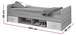 Jednolôžková posteľ 90 cm Daron 23 DSW DI-04 (dub sonoma + biela) (so zásuvkami). Vlastná spoľahlivá doprava až k Vám domov. 1024527