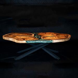 DOUBLE CAKE TABLE - exotické drevo so smaragdovou živicou