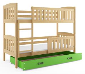 HRUŠKA Poschodová posteľ KUBO 200x90 | borovica - zelená