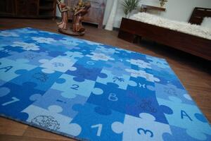 Dywany Lusczow Detský koberec PUZZLE modrý