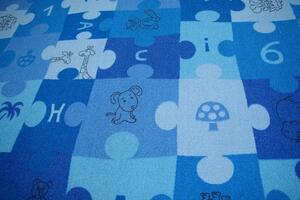 Dywany Lusczow Detský koberec PUZZLE modrý