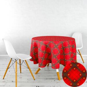 Ervi bavlnený obrus na stôl okrúhly - Vianočné káro červené