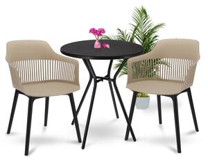 Dekorstudio Balkónové sedenie CORNIDO béžové - 2x stolička + 1x stôl