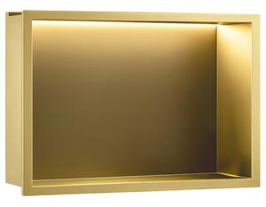 VSTAVANÁ KÚPEĽŇOVÁ POLICA LED 30x45 brush gold
