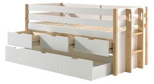 MUZZA Detská posteľ margo dva rady šuplíkov 90 x 200 cm biela