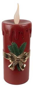 Červená vianočná sviečka so zlatou mašľou Led Candle - 17*18*44 cm / 3*AA - Clayre & Eef