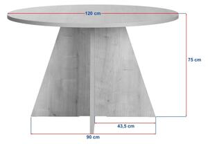Jedálenský stôl MATIN, priemer 120 cm, dub