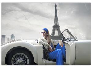Obraz ženy u Eiffelovej veže (Obraz 60x40cm)
