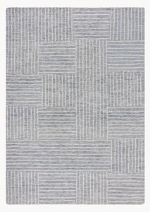 Ručne všívaný vlnený koberec's reliéfnou štruktúrou Abstract Check