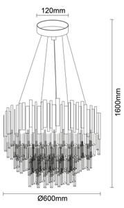 Krištáľový luster na lanku PLAZA 9xE14/40W/230V, priemer 60 cm, strieborný