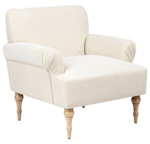 Kreslo svetlobéžové polyester látkové čalúnenie vodoodpudivá tkanina nohy z kaučukového dreva retro minimalistický štýl obývačka