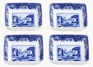 Porcelánové štvorcové taniere Blue Italian, 4 ks