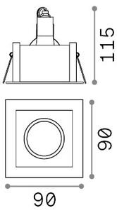 Ideal Lux - Zapustené svietidlo FUNKY 1xGU10/50W/230V 9x9 cm mosadz