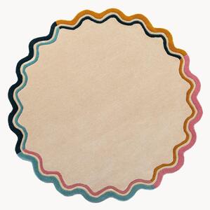 Okrúhly ručne všívaný vlnený koberec's nízkym vlasom Leo Scallop Border