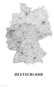 Mapa Germany black & white