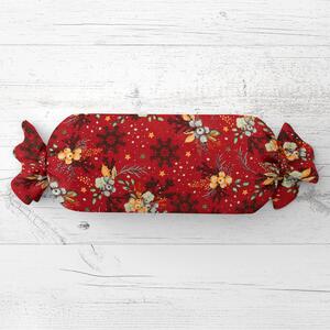 Biante Vankúš valec bonbon Sandra SA-714 Vianočné cezmíny na červenom 15x40 cm
