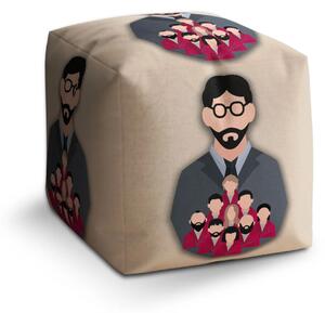 Sablio Taburet Cube Money heist Profesor a jeho tím Béžová - 40x40x40 cm