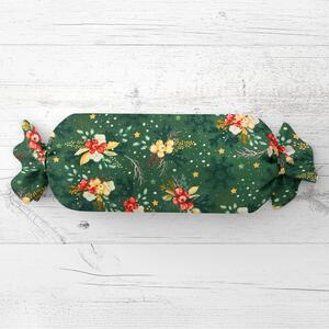 Biante Vankúš valec bonbon Sandra SA-713 Vianočné cezmíny na zelenom 15x40 cm