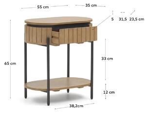 MUZZA Nočný stolík licia 55 x 65 cm prírodný