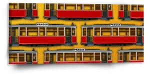 Sablio Obraz Pražské historické električky Žltý Pattern - 110x50 cm