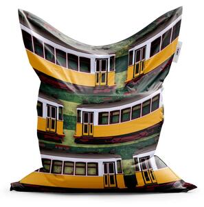 Sablio Sedací vak Lisabonské historické električky Zelený Pattern - 150x100 cm