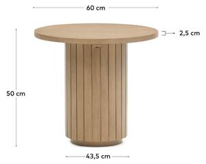 MUZZA Odkladací stolík licia Ø 60 cm prírodný