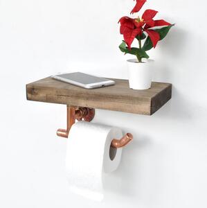 Asir Držiak toaletného papieru s policou 15x30 cm hnedá/medená AS0838 + záruka 3 roky zadarmo