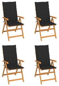 Záhradné stoličky 4 ks s čiernymi podložkami teakový masív