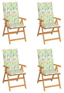 Záhradné stoličky 4 ks, podložky, vzor s lisami, tíkový masív