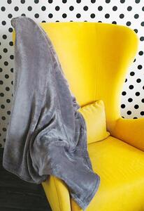 Kvalitná a mäkká jednofarebná sivá deka Žltá