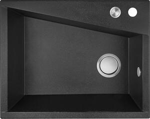 Laveo Grenada, 1-komorový granitový drez 600x480x227 mm, čierna, LAV-SBG_710T