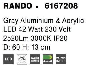 LED stropné svietidlo Rando B 60 Svetlá sivé