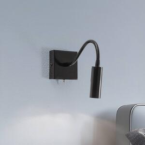 Argon Nástenné svietidlo Ojos, čierne, lampa na čítanie, nastaviteľné, 33 cm, G9, Čierna, Spálňa, kov, Moderný, Svetlo na čítanie