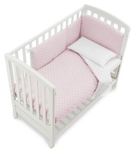 Italbaby mini detská postieľka s matracom a komplet výbavou B.Side (2v1) - biela Kolekcia: POIS ružová