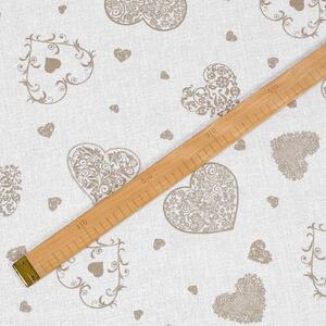Goldea dekoračná látka loneta - prútená srdce na režnom 140 cm