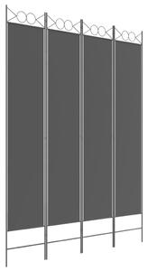 4-panelový paraván čierny 160x220 cm látkový