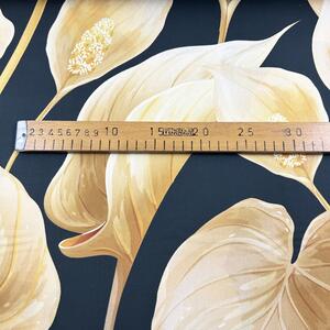 Ervi bavlna Satén š.240 cm exotické zlaté listy - 53-7, metráž