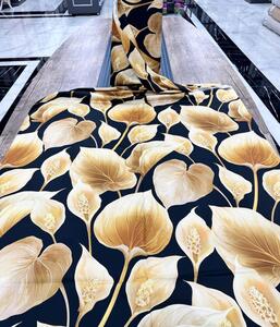 Ervi bavlna Satén š.240 cm exotické zlaté listy - 53-7, metráž