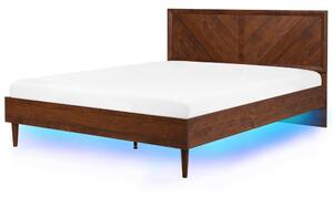 Manželská posteľ 180 cm MILLET (s roštom a LED osvetlením) (tmavé drevo). Vlastná spoľahlivá doprava až k Vám domov. 1007373