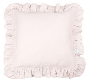 Cotton & Sweets Simply Glamour vankúš s volánikmi zo saténovej bavlny s výplňou - púdrovo ružová
