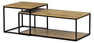 Autronic - Stůl konferenční, set 2 ks, MDF deska, dekor divoký dub, kovová podnož, černý lak - CT-X7123 OAK AKCE
