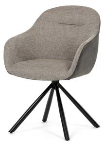Autronic - Židle jídelní, béžová látka a tmavě šedá látka v dekoru vintage kůže, černý kov, otočná P90°+ L90° s vratným mechanismem - DCH-Y1143 BG2 A…
