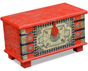 Úložná truhlica z mangového dreva, červená, 80x40x45 cm