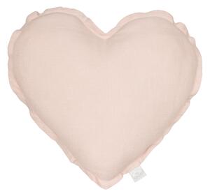 Cotton & Sweets Pure Nature dekoračný vankúš srdce zo 100% ľanu pudrovo ružová Velkosť: malý