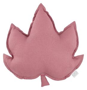 Cotton & Sweets Pure Nature dekoračný vankúš javorový list zo 100% ľanu ružová