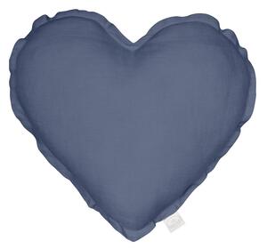 Cotton & Sweets Pure Nature dekoračný vankúš srdce zo 100% ľanu modrá