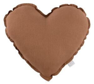 Cotton & Sweets Pure Nature dekoračný vankúš srdce zo 100% ľanu čokoláda Velkosť: malý